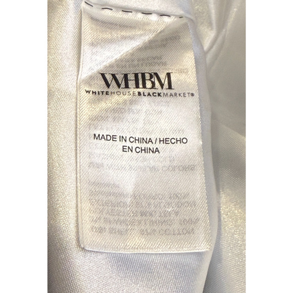 WHITE HOUSE BLACK MARKET WHBM BLUE PALM SLEEVELESS V-NECK SATEEN MIDI DRESS 14 - Picture 5 of 7